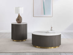 Jason Round Marble Coffee and End Table Set White
