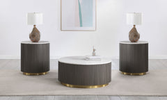 Jason Round Marble Coffee and End Table Set White