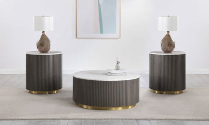 Jason Round Marble Coffee and End Table Set White