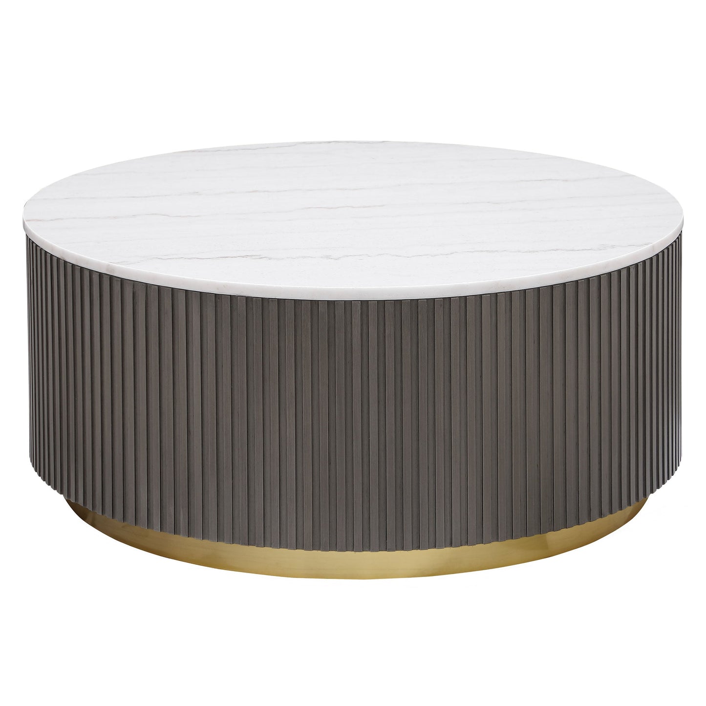 Jason Round Marble Top Coffee Table White and Charcoal