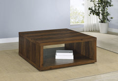 Mesa de centro cuadrada Frisco de madera de ingeniería de pino oscuro