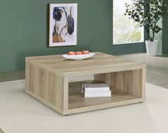 Mesa de centro cuadrada Frisco de madera de ingeniería de pino oscuro