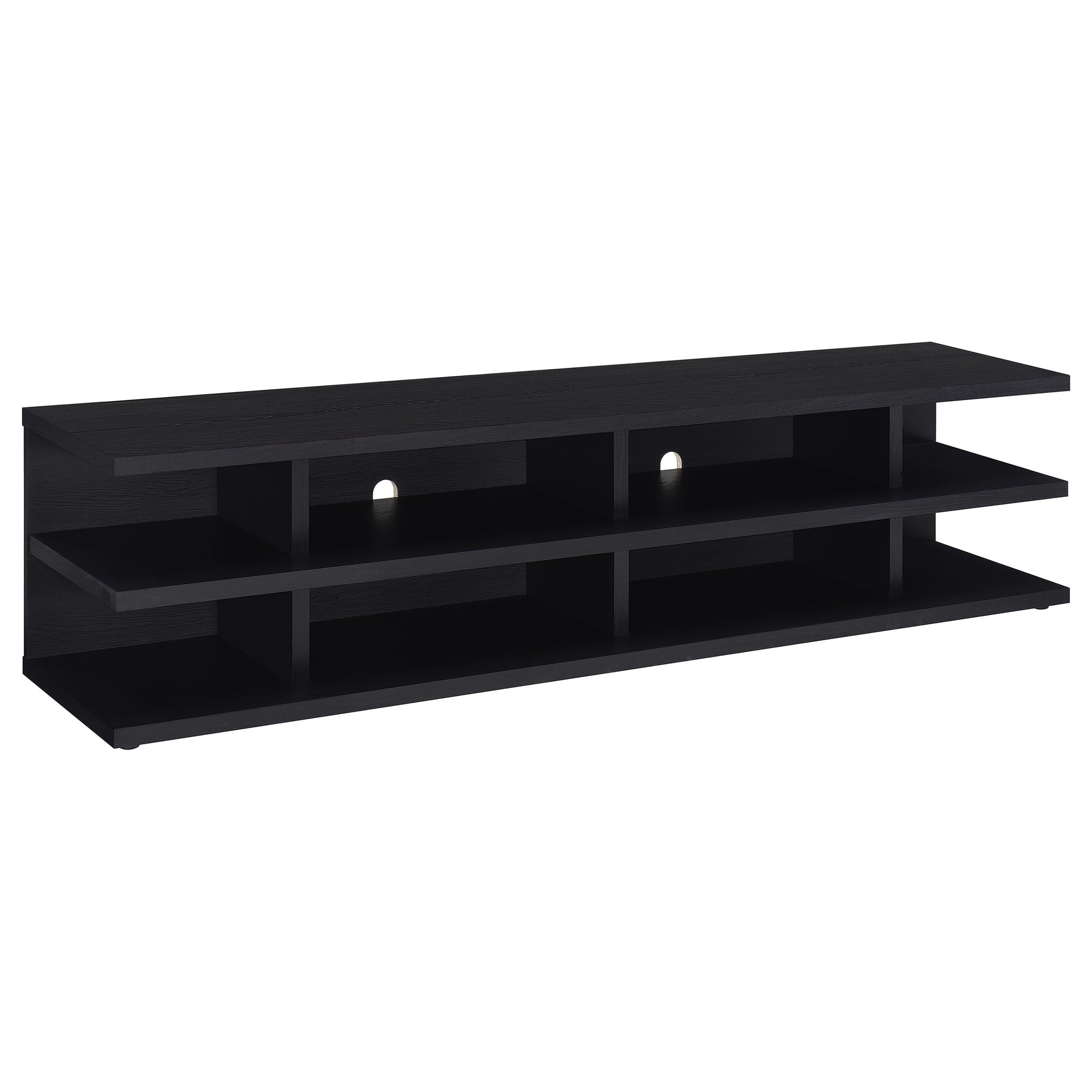 Consola multimedia Cartmill de 78 pulgadas con dos niveles para TV, color negro