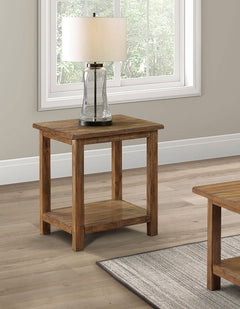 Mesa auxiliar de madera Payne con estante en marrón envejecido