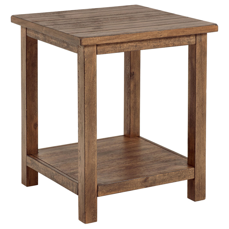 Mesa auxiliar de madera Payne con estante en marrón envejecido