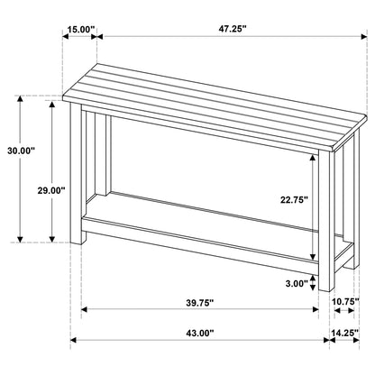 Consola de sofá para entrada de madera Payne en marrón envejecido