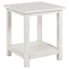 Mesa auxiliar de madera Payne con estante en marrón envejecido