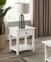 Mesa auxiliar de madera Payne con 1 cajón y estante, color marrón envejecido