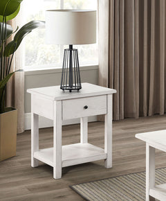 Mesa auxiliar de madera Payne con 1 cajón y estante, color marrón envejecido
