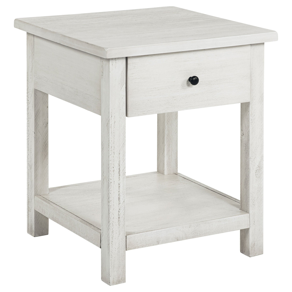 Payne 1-drawer Wood End Table with Shelf Distressed Brown