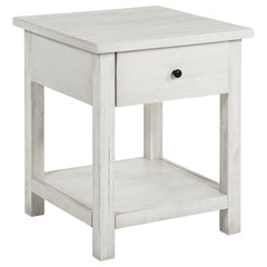 Payne 1-drawer Wood End Table with Shelf Distressed Brown