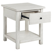 Mesa auxiliar de madera Payne con 1 cajón y estante, color marrón envejecido