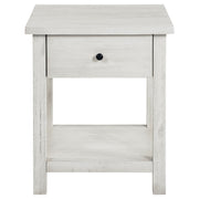 Mesa auxiliar de madera Payne con 1 cajón y estante, color marrón envejecido