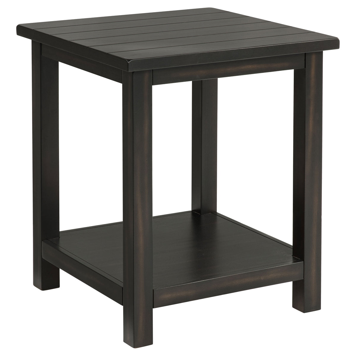 Mesa auxiliar de madera Payne con estante en marrón envejecido