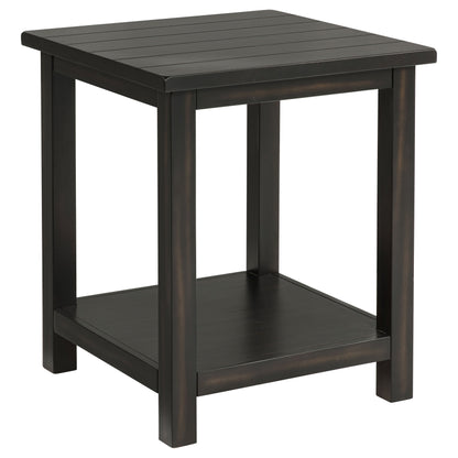 Payne Wood End Table with Shelf Distressed Brown