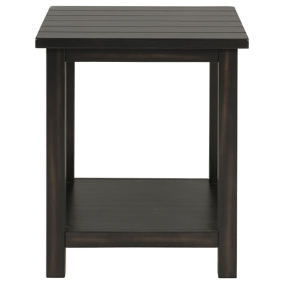 Payne Wood End Table with Shelf Distressed Brown