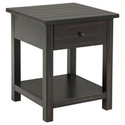 Mesa auxiliar de madera Payne con 1 cajón y estante, color marrón envejecido