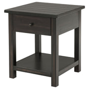Mesa auxiliar de madera Payne con 1 cajón y estante, color marrón envejecido