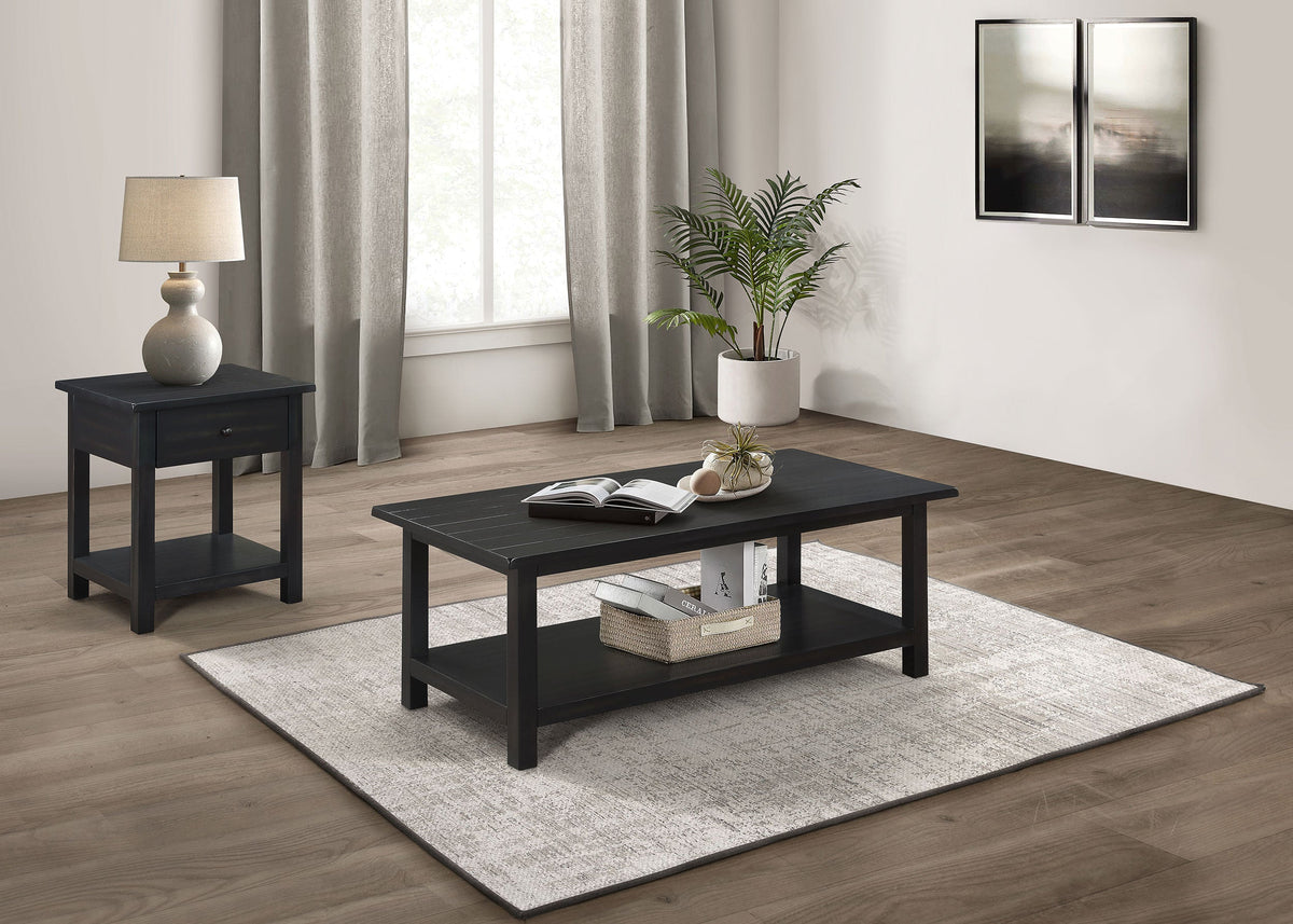 Juego de mesa auxiliar Payne de café y 1 cajón en marrón