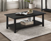 Payne Wood Coffee Table with Shelf Distressed Brown