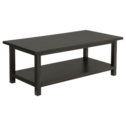 Payne Wood Coffee Table with Shelf Distressed Brown