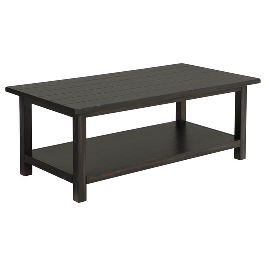 Payne Wood Coffee Table with Shelf Distressed Brown