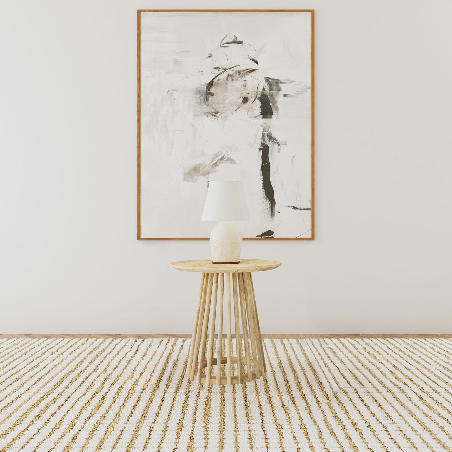 Mesa auxiliar redonda Touhy de madera maciza de mango natural