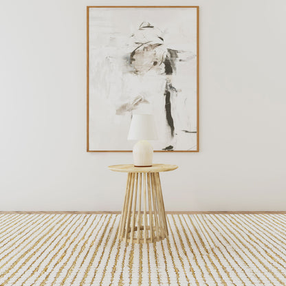 Mesa auxiliar redonda Touhy de madera maciza de mango natural