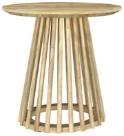 Mesa auxiliar redonda Touhy de madera maciza de mango natural