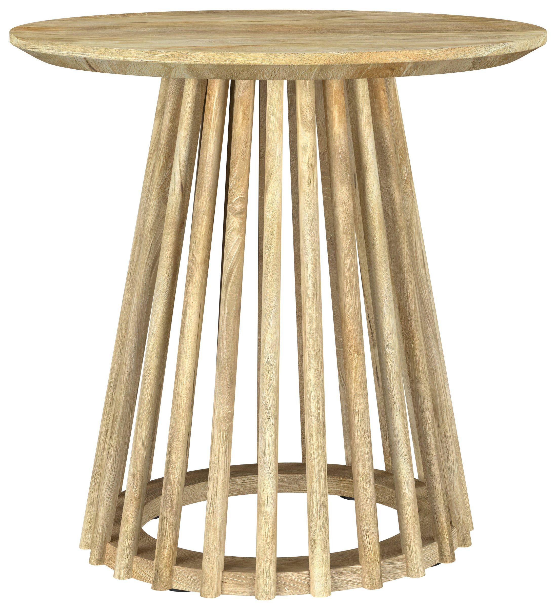 Mesa auxiliar redonda Touhy de madera maciza de mango natural