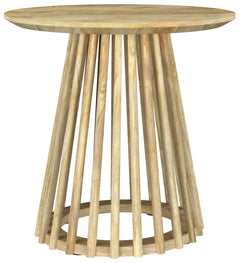 Mesa auxiliar redonda Touhy de madera maciza de mango natural