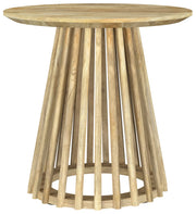 Mesa auxiliar redonda Touhy de madera maciza de mango natural
