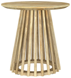 Mesa auxiliar redonda Touhy de madera maciza de mango natural