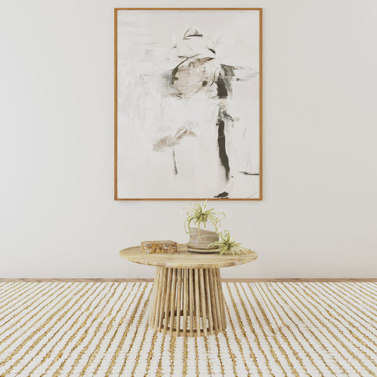 Mesa de centro redonda de cóctel de madera maciza Touhy de mango natural