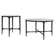 Hermas 2-piece Round Marble Coffee and End Table Set White