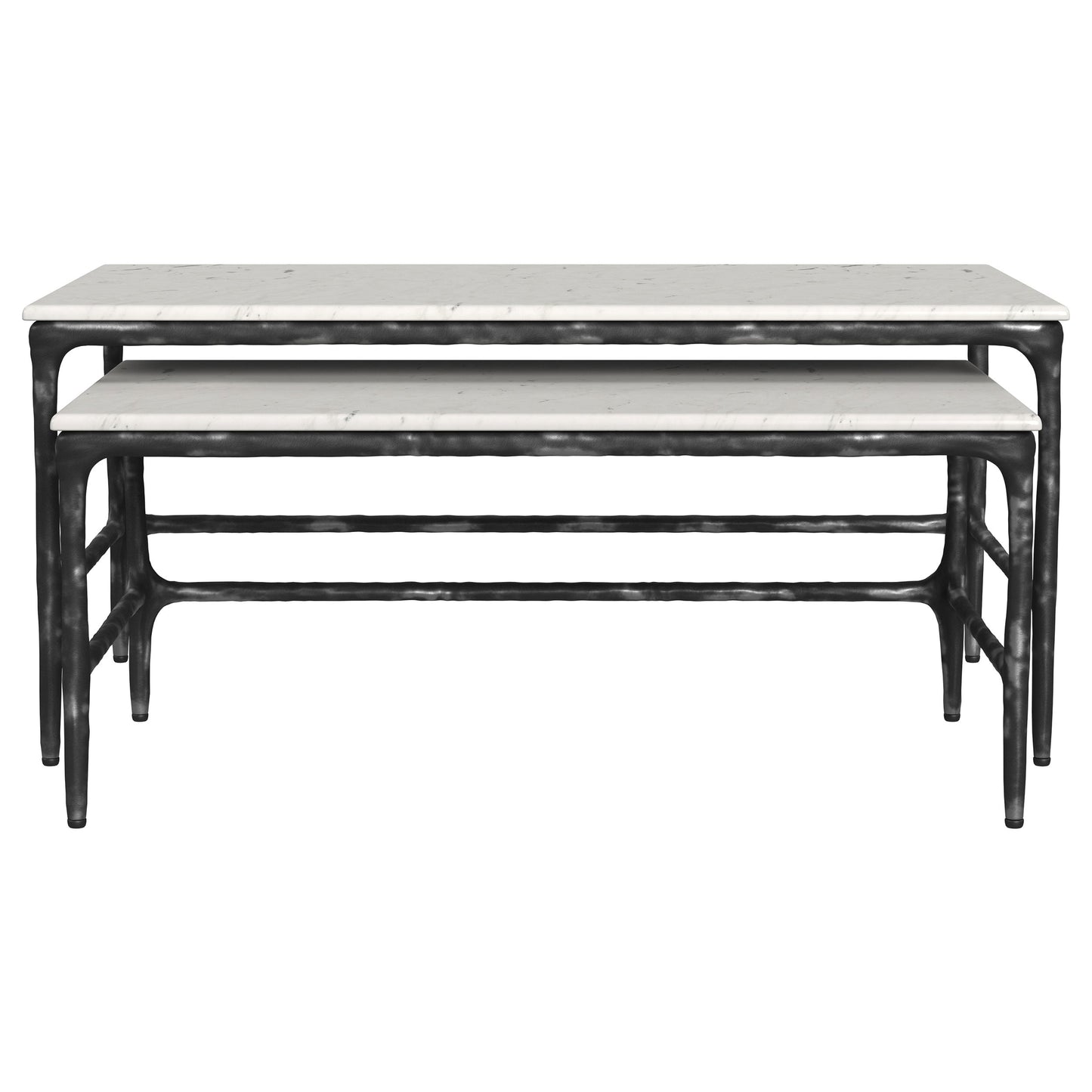 Ebby Genuine Marble Top Nesting Coffee Tables White