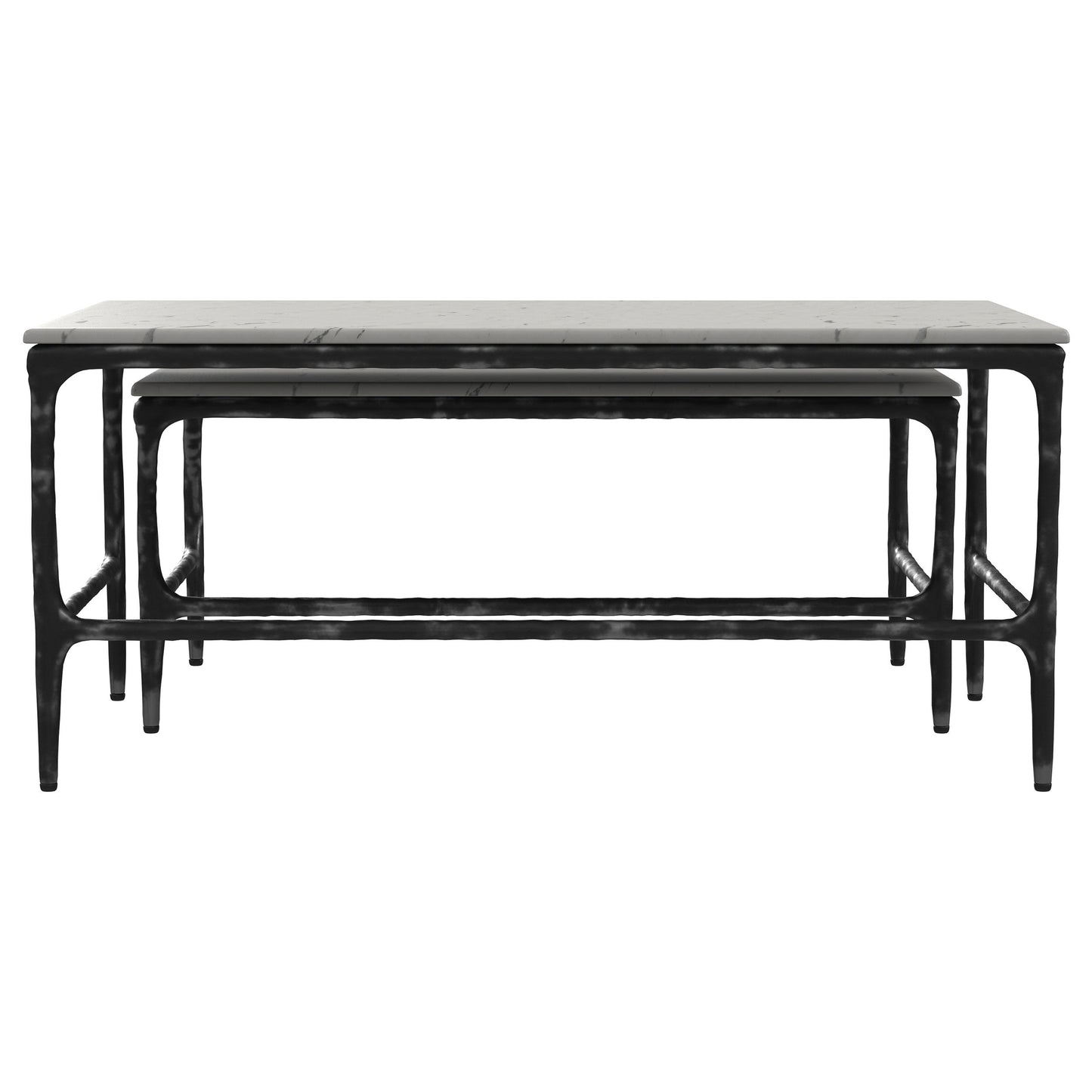 Ebby Genuine Marble Top Nesting Coffee Tables White