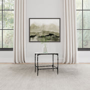 Ebby Square Genuine Marble Top Metal End Table White and Antique Black