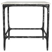 Ebby Square Genuine Marble Top Metal End Table White and Antique Black