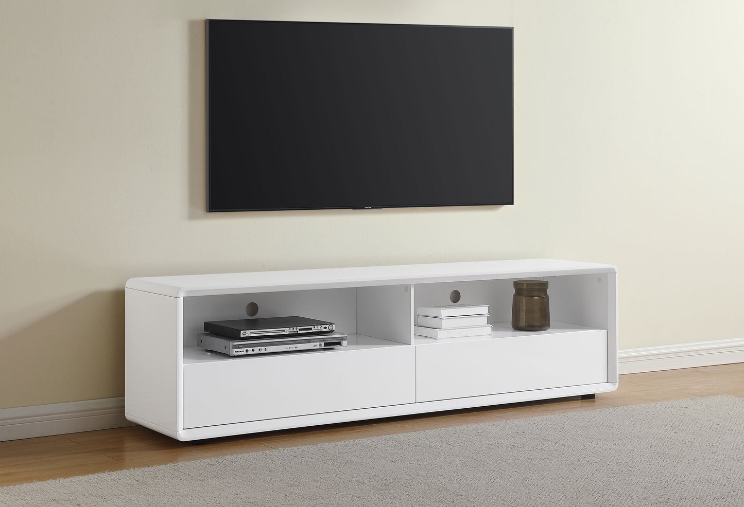 Mueble para TV Elkton de 59 pulgadas, madera de ingeniería, con 2 cajones, color mango