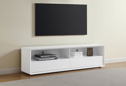 Mueble para TV Elkton de 59 pulgadas, madera de ingeniería, con 2 cajones, color mango