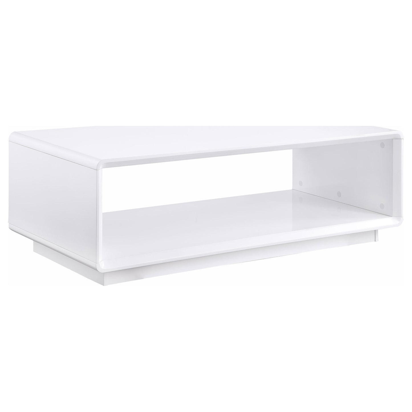 Mesa de centro rectangular para cóctel Paseo, blanca, de alto brillo