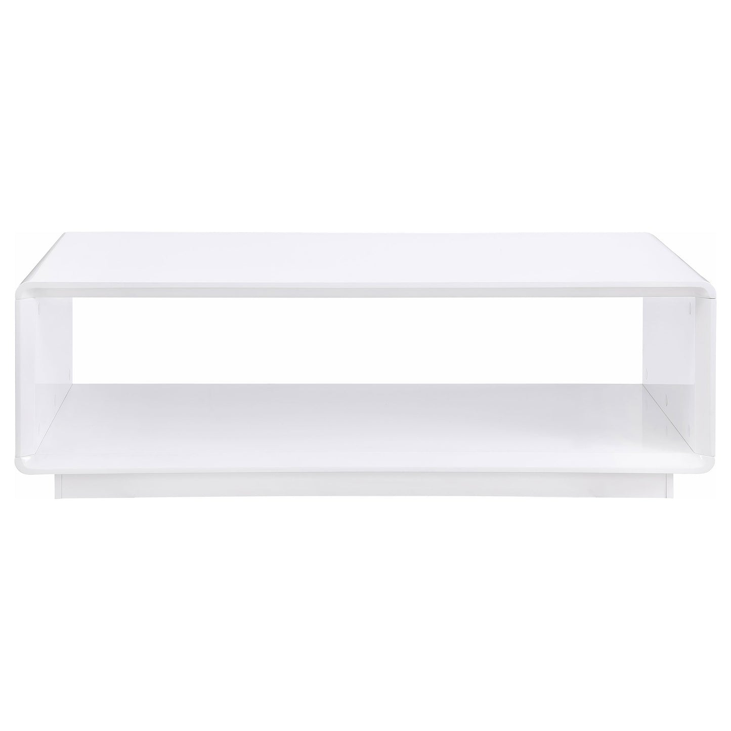 Mesa de centro rectangular para cóctel Paseo, blanca, de alto brillo