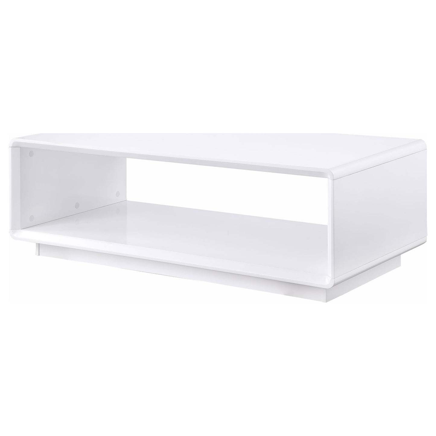 Mesa de centro rectangular para cóctel Paseo, blanca, de alto brillo