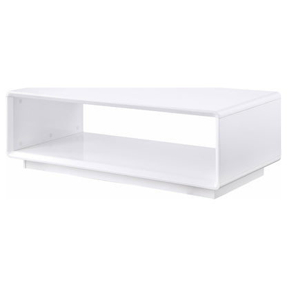 Mesa de centro rectangular para cóctel Paseo, blanca, de alto brillo