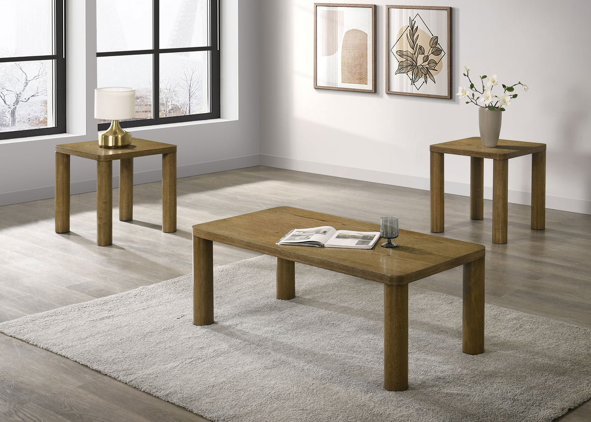 Castlewood Cocktail Coffee Table Set Brown Oak