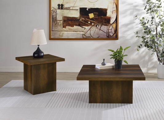 Devar Square Coffee and End Table Set Dark Pine