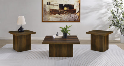 Devar Square Coffee and End Table Set Dark Pine