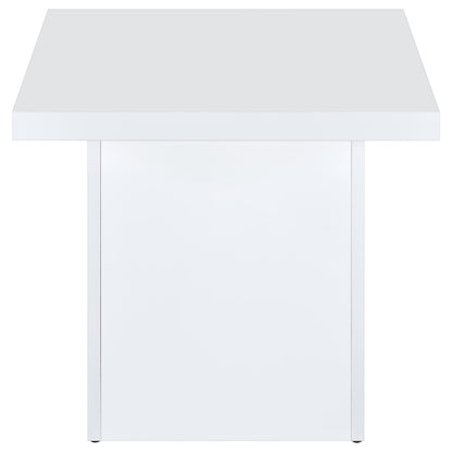 Devar Square Engineered Wood Side End Table White High Gloss