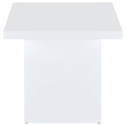 Devar Square Coffee End Table Set White High Gloss